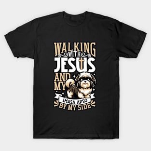 Jesus and dog - Lhasa Apso T-Shirt